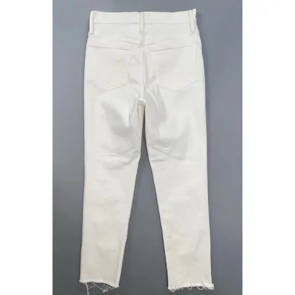 Madewell 'The Perfect Vintage Crop' Fray Stretch Denim Jeans. White, Women's 27. - Picture 4 of 5